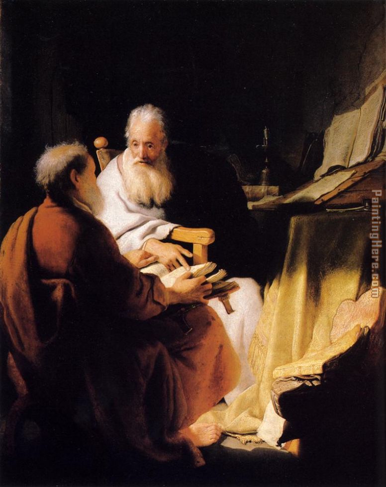 Two Old Men Disputing painting - Rembrandt Two Old Men Disputing art painting